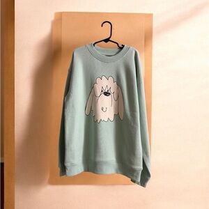 Green Sweatshirt with Dog Graphic